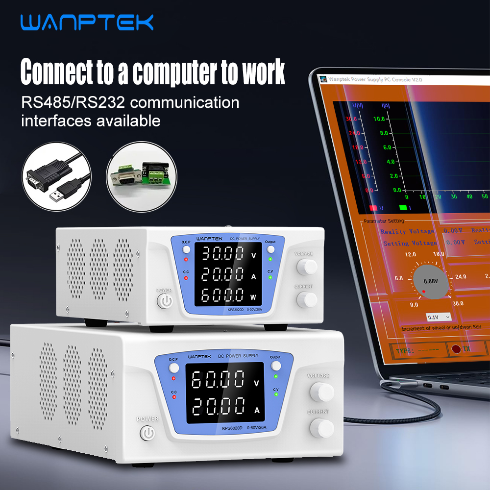 Programmable Dc Power Supply 60V 10A - Wanptek RS485/RS232 Lab Programmeerbare Verstelbare DC